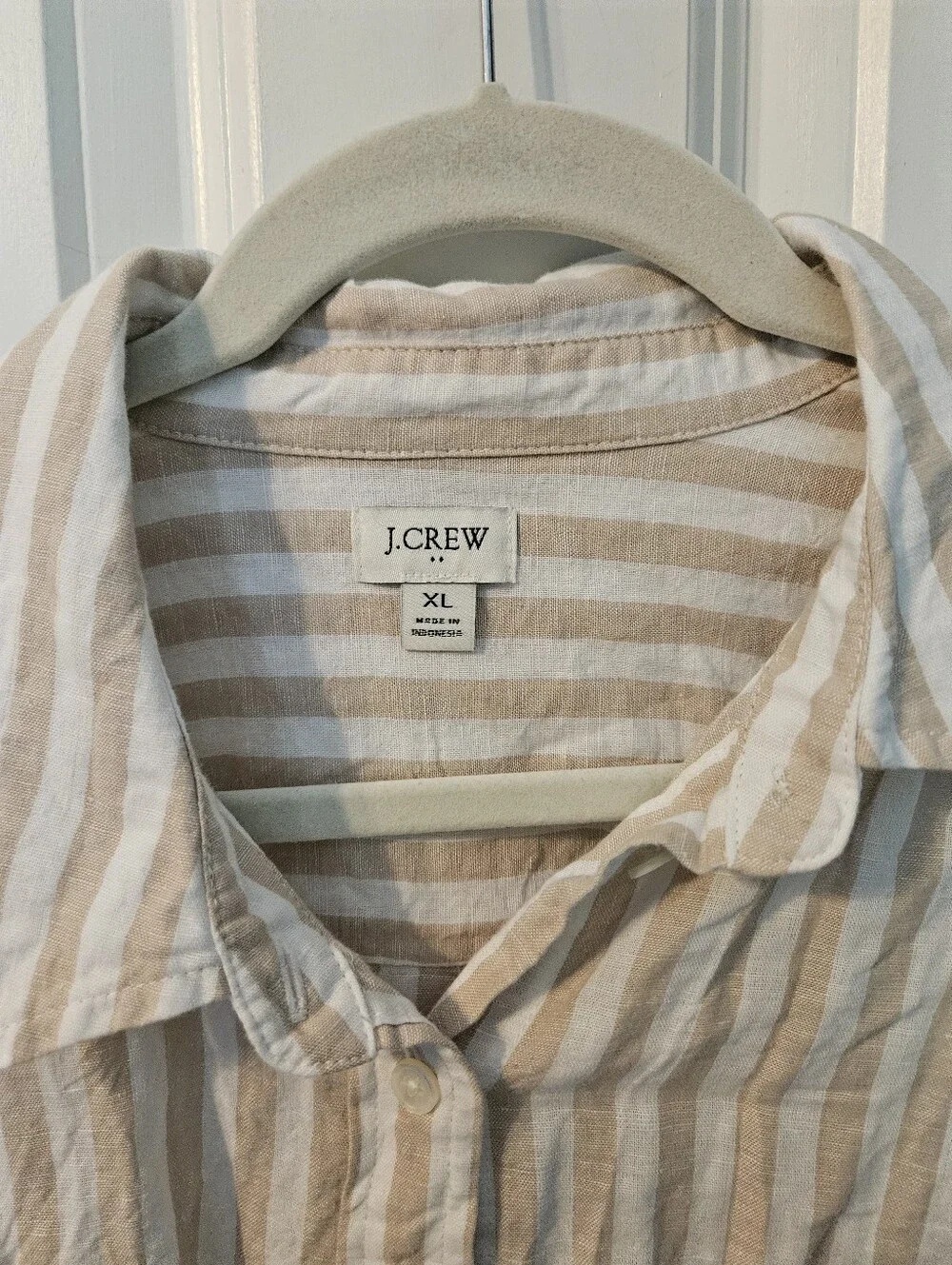 J. Crew Striped Linen-Blend Button-Up Shirt - Beige/White